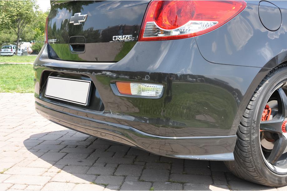 Chevrolet Cruze 2009-2015 рр. Накладка на задній бампер HB (Meliset, під фарбування) Фото 1