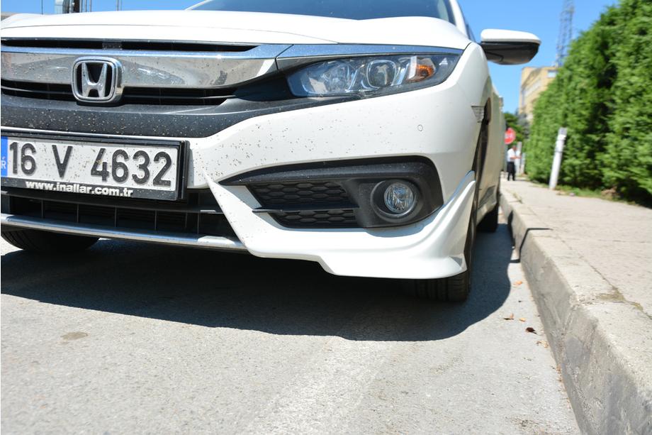 Honda Civic Sedan X 2016-2021 рр. Куточки на передній бампер (під фарбування) Фото 3