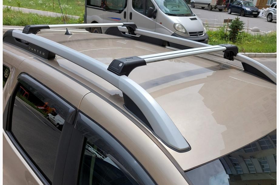 Renault Duster 2018-2024 рр. Перемички на рейлінги Skybar V1 (2 шт) Чорний Фото 1