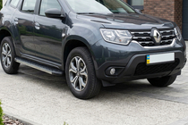 Renault Duster 2018-2024 рр. Бокові пороги Duru (2 шт, алюміній ) фото 1