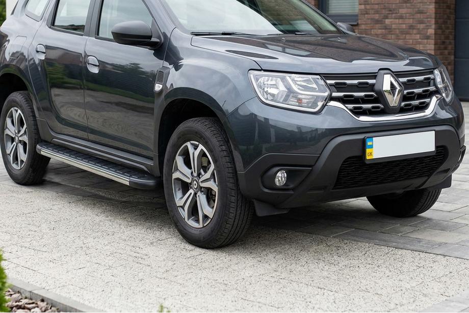 Dacia Duster 2018-2024 рр. Бокові пороги DURU (2 шт, алюміній ) Image