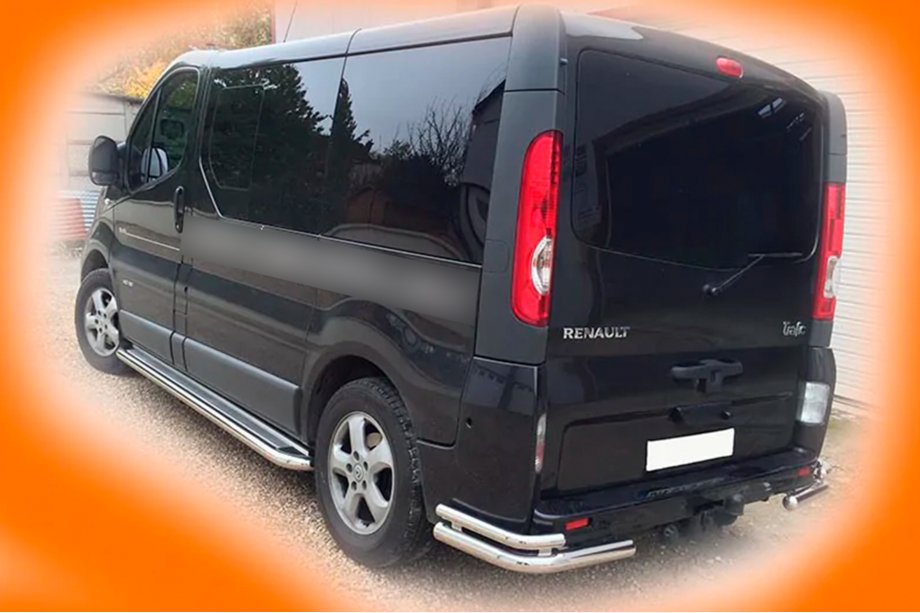 Renault Trafic 2001-2015 рр. Задні куточки AK003-Подвійний (нерж) Image