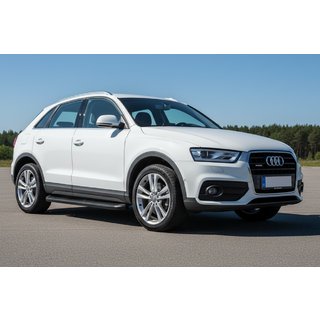 Бокові пороги Tayga Black (2 шт., алюміній) Audi Q3 2011-2019 рр. фото 1