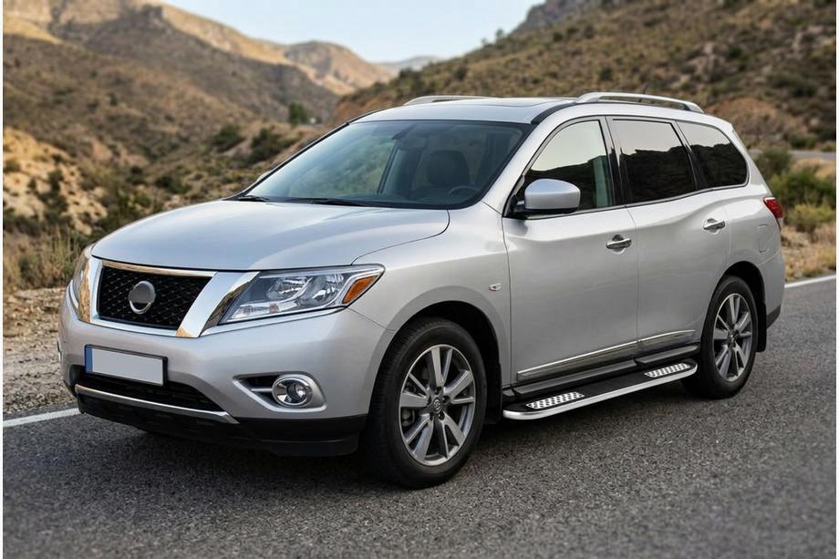 Nissan Pathfinder R52 2012-2021 рр. Бокові пороги Tayga V2 (2 шт, алюміній) Фото 1