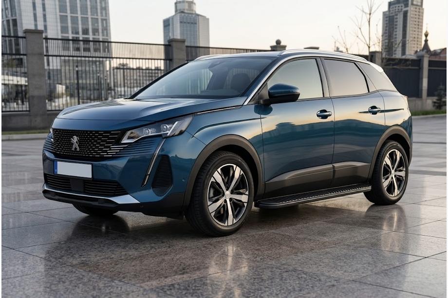 Peugeot 3008 2016-2023 рр. Бокові пороги Tayga Black (2 шт, алюміній) Фото 1