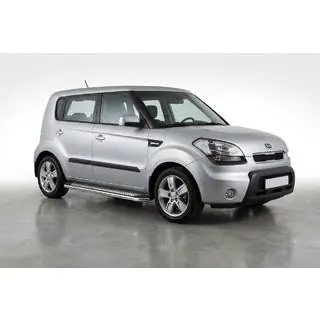 Бокові пороги Maydos V2 (2 шт., алюміній ↗ нерж) Kia Soul I 2008-2013 рр. фото 1