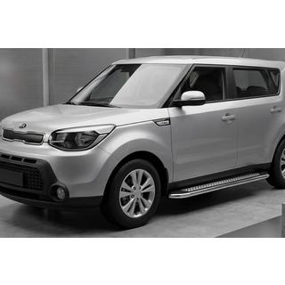 Бокові пороги Maydos V2 (2 шт., алюміній ↗ нерж) Kia Soul II 2013-2018 рр. фото 1