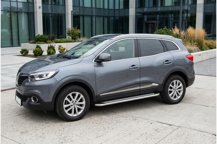 Renault Kadjar 2015-2022 рр. Бокові пороги Maydos V2 (2 шт., алюміній ↗ нерж) Image