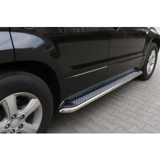 Бокові пороги Maydos V2 (2 шт., алюміній ↗ нерж) Suzuki Grand Vitara 2005-2017 рр. фото 1
