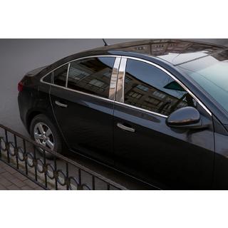 Накладки на стійки (6 шт, нерж.) Chevrolet Cruze 2009-2015 рр. фото 1