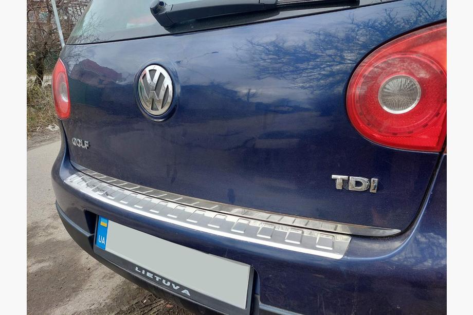 Volkswagen Golf 5 2003-2009 рр. Накладки на задній бампер Carmos (нерж.) HB Фото 5