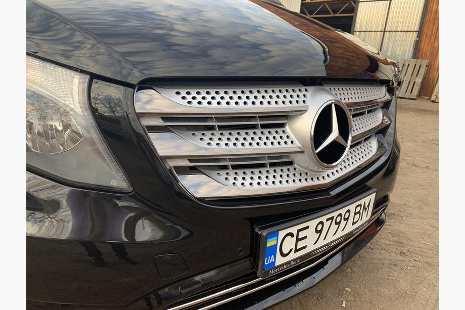 Mercedes Vito/V-class W447 2014- рр. Накладки на решітку 2014-2020 (5 шт, BlackChrome) Фото 3
