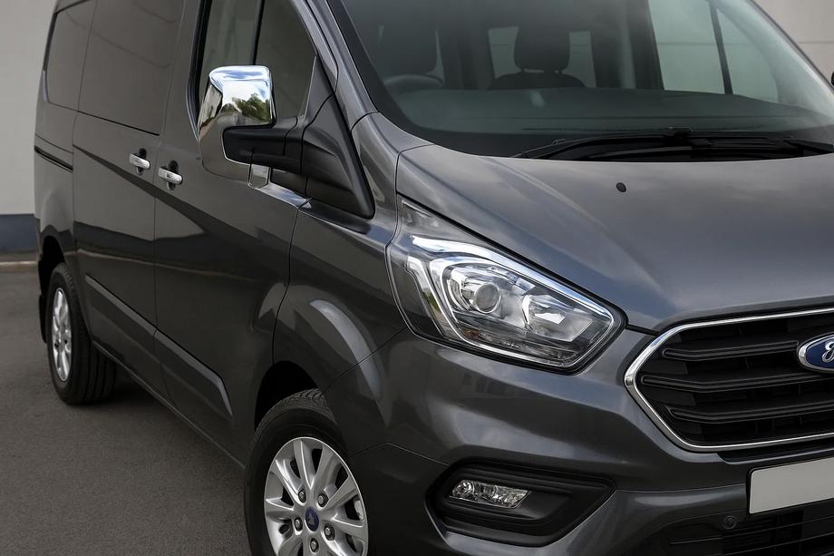 Ford Custom 2013-2022 рр. Накладки на дзеркала Сірий мат (2 шт., пласт) Image