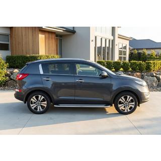 Бокові пороги Maydos V2 (2 шт., алюміній ↗ нерж) Kia Sportage 2010-2015 рр. фото 1