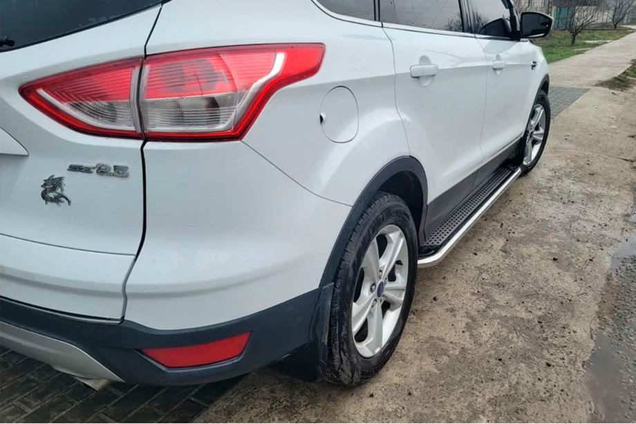 Ford Kuga/Escape 2013-2019 рр. Бокові пороги Maydos V2 (2 шт., Алюміній + нерж) Фото 2