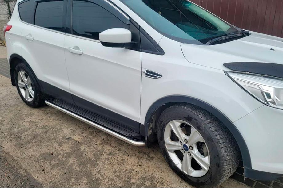 Ford Kuga/Escape 2013-2019 рр. Бокові пороги Maydos V2 (2 шт., Алюміній + нерж) Фото 3