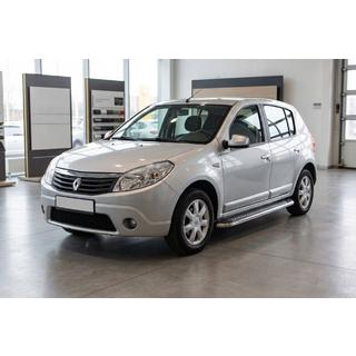 Бокові пороги Maydos V2 (2 шт., алюміній ↗ нерж) Renault Sandero 2007-2013 рр. фото 1