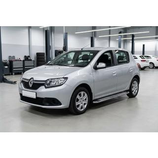 Бокові пороги Maydos V2 (2 шт., алюміній ↗ нерж) Renault Sandero 2013-2022 рр. фото 1