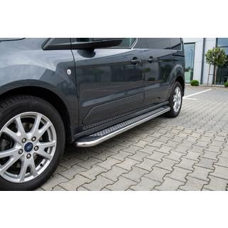 Бокові пороги Maydos V2 (2 шт., алюміній ↗ нерж) Ford Connect 2006-2009 рр. фото 1