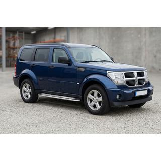Бокові пороги Maydos V2 (2 шт., алюміній ↗ нерж) Dodge Nitro 2006-2011 рр. фото 1