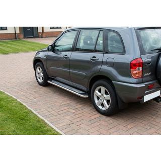 Бокові пороги Maydos V2 (2 шт., алюміній ↗ нерж) Toyota Rav 4 2001-2005 рр. фото 1