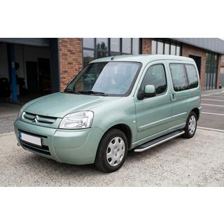 Бокові пороги Maydos V2 (2 шт., алюміній ↗ нерж) Citroen Berlingo 1996-2008 рр. фото 1