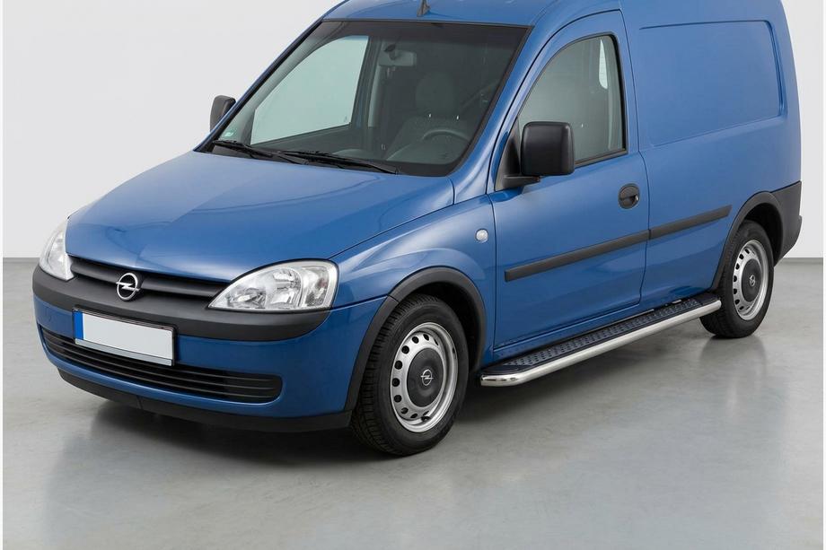 Opel Combo 2002-2012 рр. Бокові пороги Maydos V2 (2 шт., алюміній ↗ нерж) Фото 1