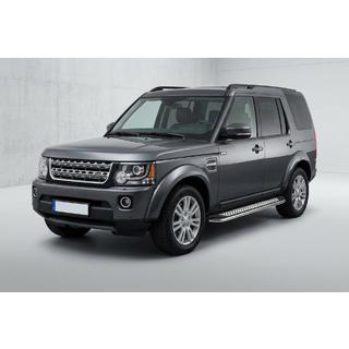 Бокові пороги Maydos V2 (2 шт., алюміній ↗ нерж) Land Rover Discovery IV 2009-2017 рр. фото 1
