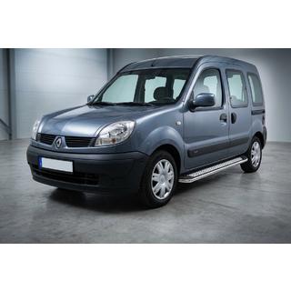 Бокові пороги Maydos V2 (2 шт., алюміній ↗ нерж) Renault Kangoo 1998-2008 рр. фото 1