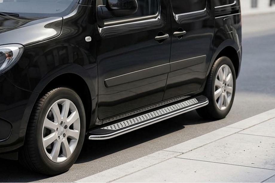 Renault Kangoo 2008-2020 рр. Бокові пороги Maydos V2 (2 шт., алюміній ↗ нерж) Фото 1