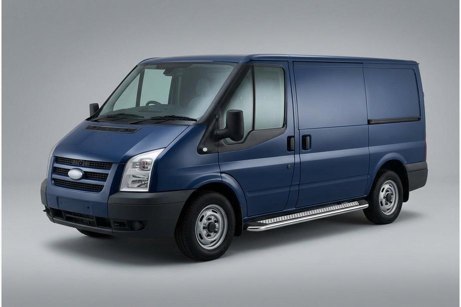 Ford Transit 2000-2014 рр. Бокові пороги Maydos V2 (2 шт., алюміній ↗ нерж) L1 (коротка) Фото 1
