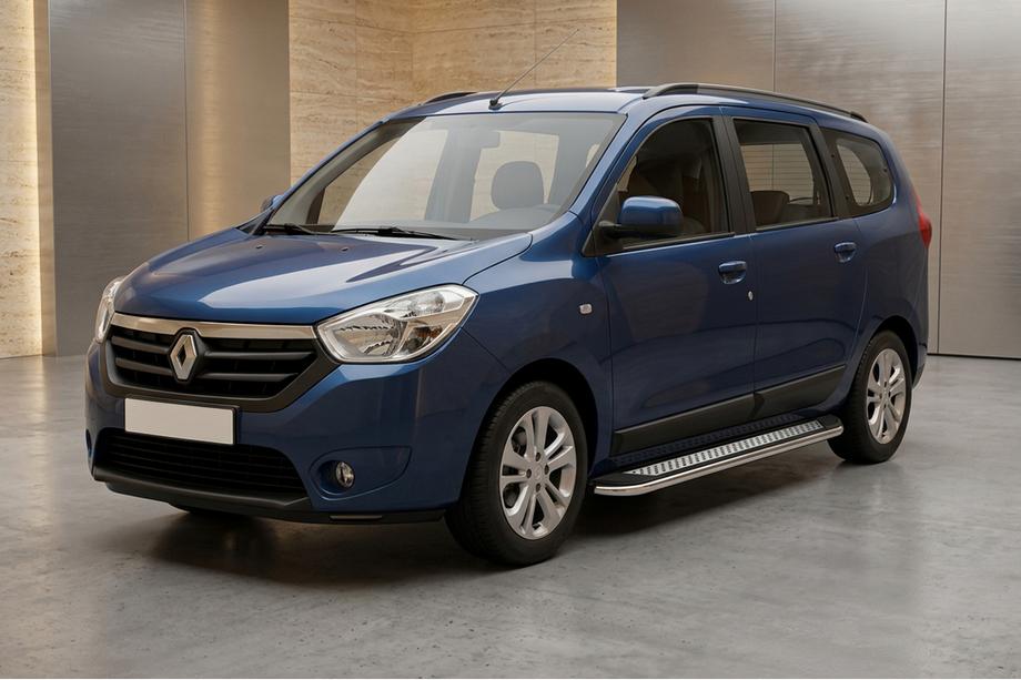 Renault Lodgy 2013-2022 рр. Бокові пороги Maydos V2 (2 шт., алюміній ↗ нерж) Фото 1