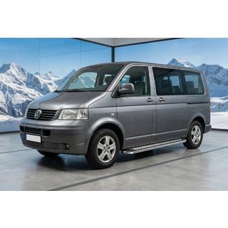 Бокові пороги Maydos V2 (2 шт., алюміній ↗ нерж) Volkswagen T5 Transporter 2003-2010 рр. фото 1