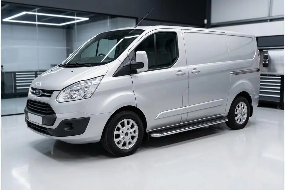 Ford Custom 2013-2022 рр. Бокові пороги Maydos V1 (2 шт., алюміній ↗ нерж) Image