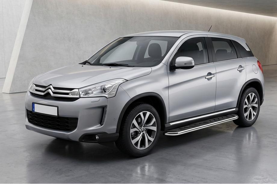 Citroen C-4 Aircross 2012-2017 рр. Бокові пороги Maydos V1 (2 шт., алюміній ↗ нерж) Image