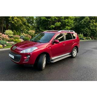Бокові пороги Maydos V2 (2 шт., алюміній ↗ нерж) Peugeot 4007 2007-2013 рр. фото 1