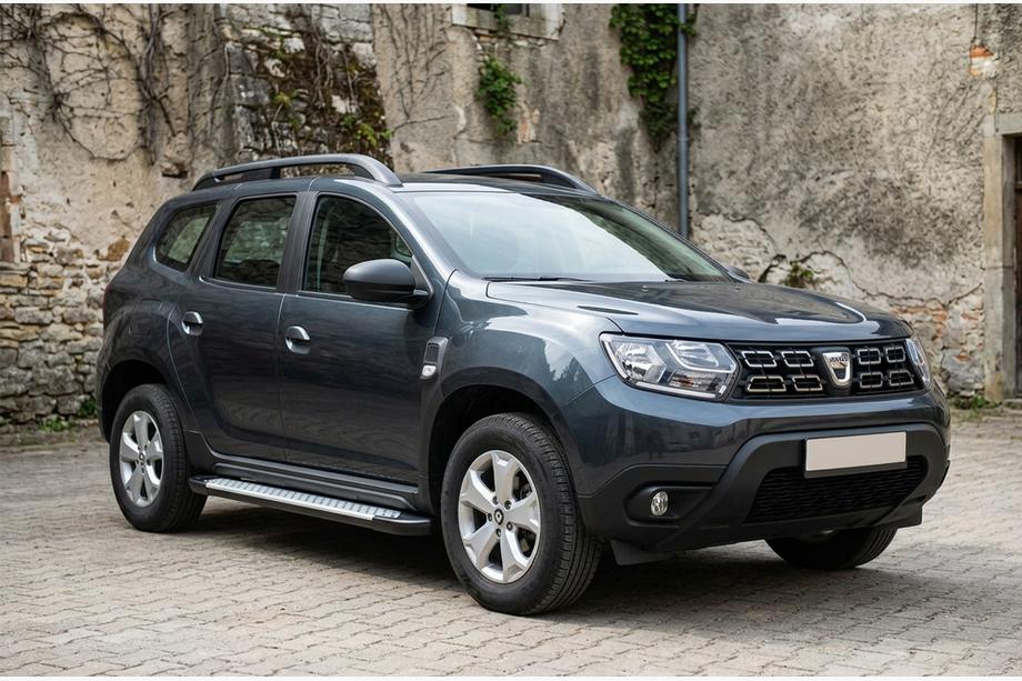 Renault Duster 2018-2024 рр. Бокові пороги Allmond Grey (2 шт., алюміній) Image