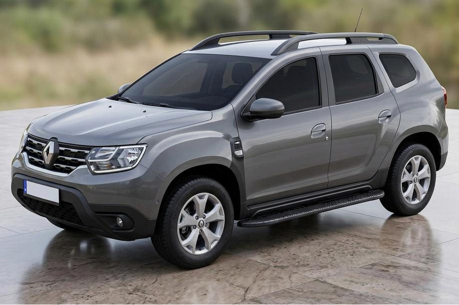 Renault Duster 2018-2024 рр. Бокові пороги Bosphore Black (2 шт., алюміній) Image
