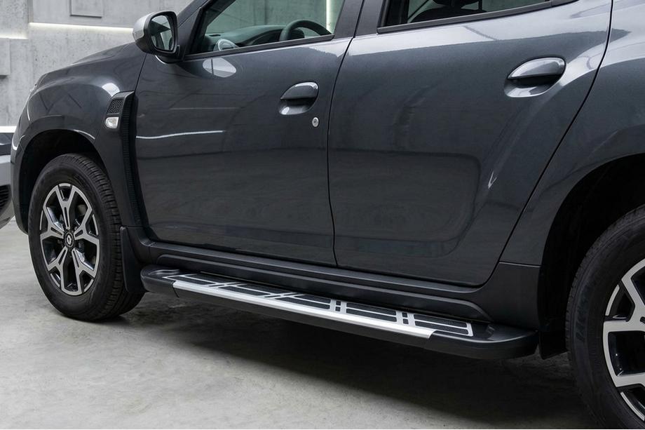 Dacia Duster 2018-2024 рр. Бокові пороги Sunrise (2 шт., алюміній) Image
