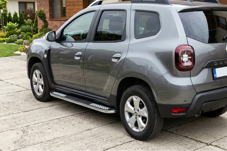 Dacia Duster 2018-2024 рр. Бокові пороги Tayga Grey V2 (2 шт., алюміній) Фото 1