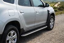 Dacia Duster 2018-2024 рр. Бокові пороги Maydos V1 (2 шт., алюміній) фото 1