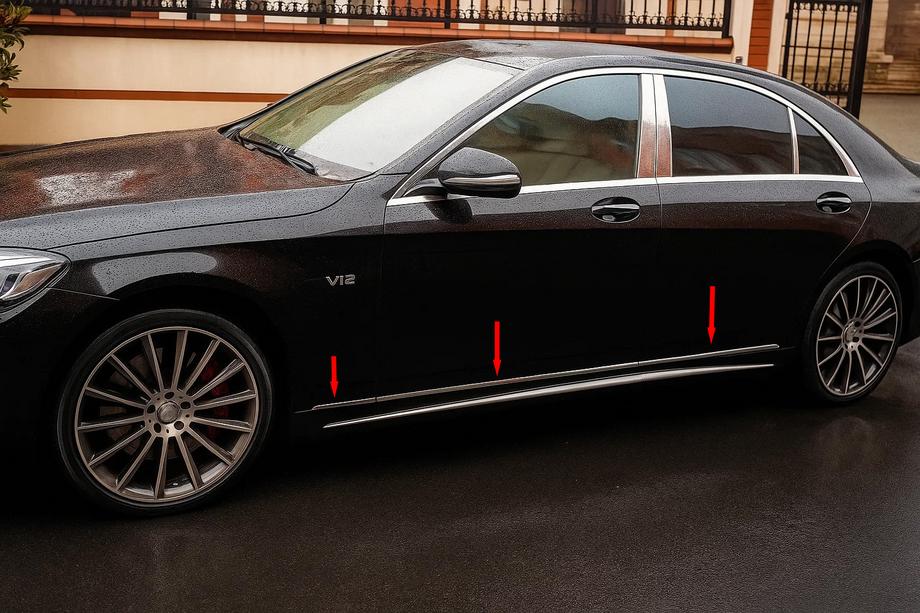 Mercedes S-class W222 2013-2022 рр. Накладки на молдинг V1 (6 шт, нерж) Фото 1
