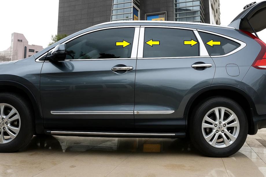 Honda CRV 2012-2016 рр. Молдинг дверних стійок (6 шт, нерж.) Image