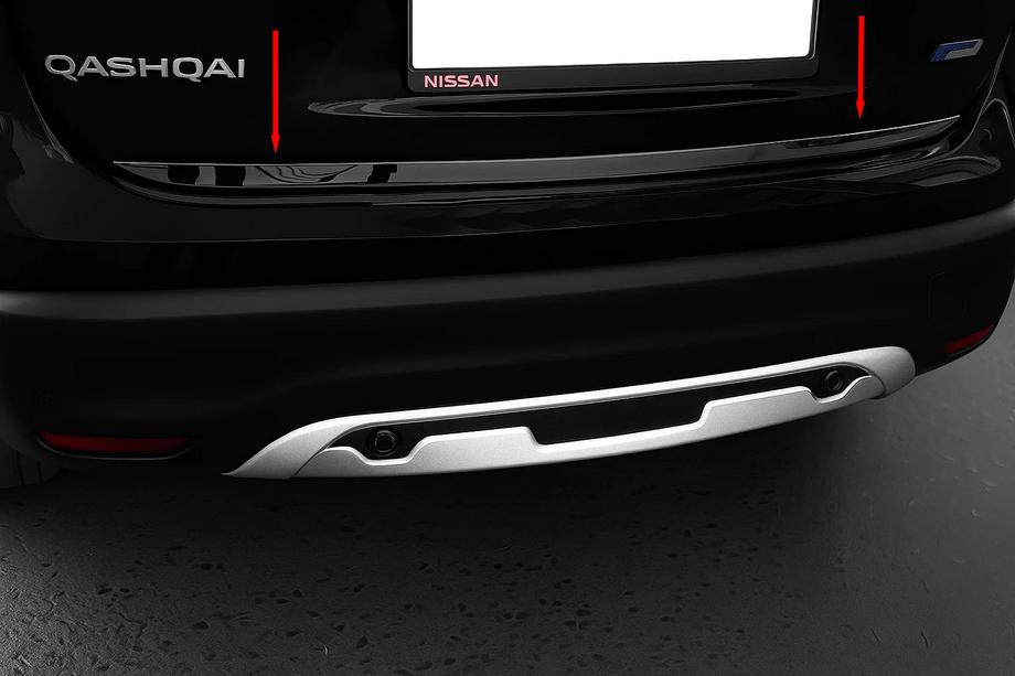 Nissan Qashqai 2014-2021 рр. Кромка багажника Чорний Хром (нерж) Фото 1