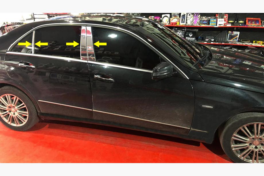 Mercedes E-сlass W212 2009-2016 рр. Молдинги дверних стійок (6 шт, нерж) Image