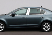 Skoda Octavia III A7 2013-2019 рр. Молдинг дверних стійок (6 шт, нерж) фото 1