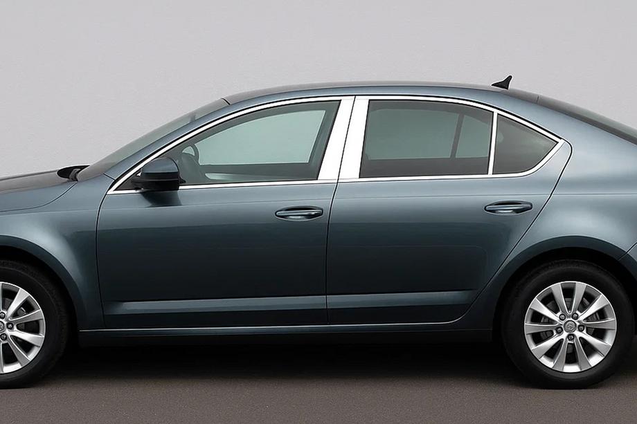 Skoda Octavia III A7 2013-2019 рр. Молдинг дверних стійок (6 шт, нерж) Image