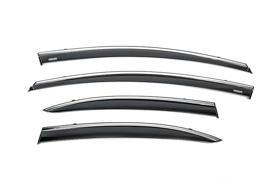 Honda Civic Sedan VIII 2006-2011 рр. Вітровики з хромованим молдингом (4 шт, Niken) Фото 2