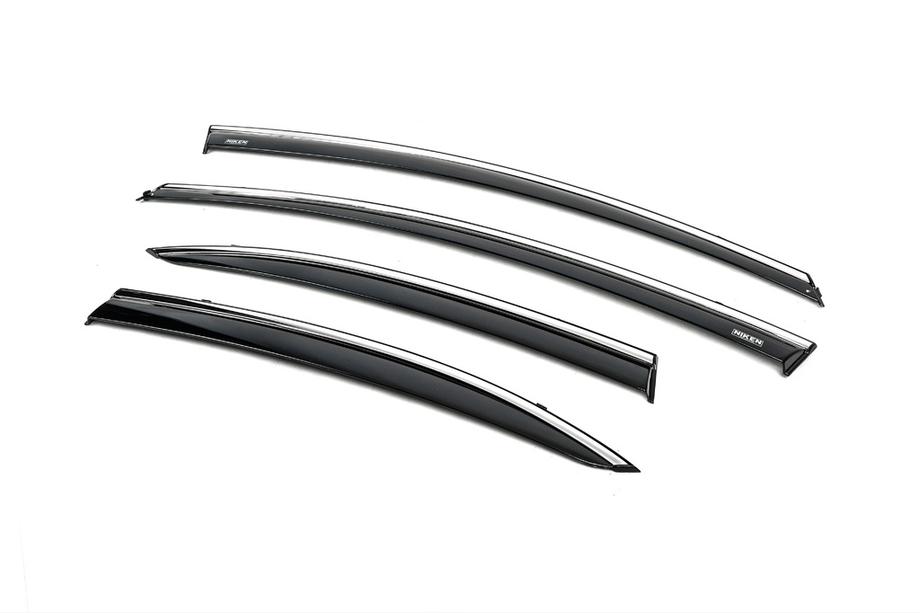 Honda Civic Sedan VIII 2006-2011 рр. Вітровики з хромованим молдингом (4 шт, Niken) Фото 3