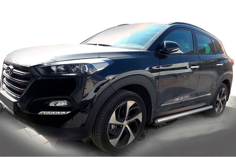 Hyundai Tucson TL 2016-2021 рр. Бічні труби (2 шт., нерж) Image
